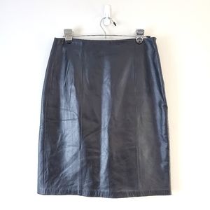 Genuine Leather Midi Skirt